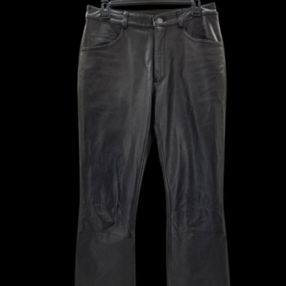 Wilson’s Womens 100% Genuine Leather Pants Raw Hem Black Sz 30 x 34
